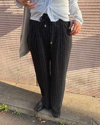 Pinstripe Linen Viscose Easy Pants