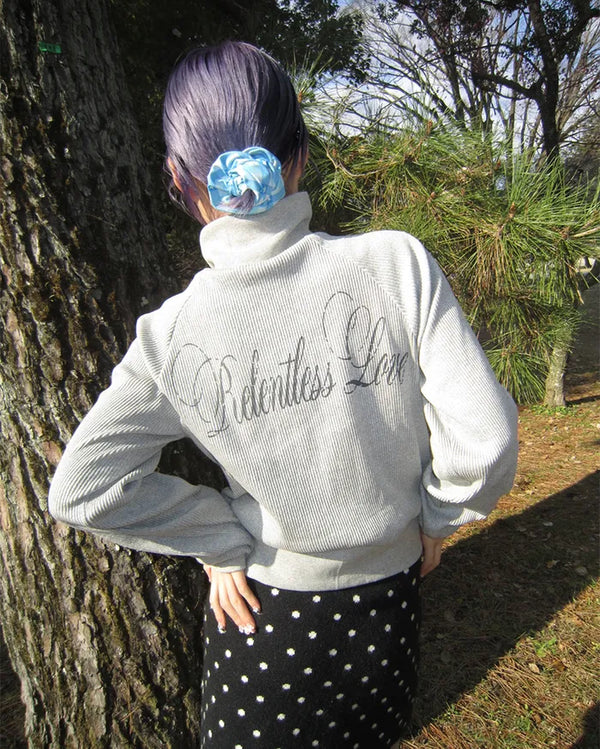 High-neck gothic double-zip hoodie