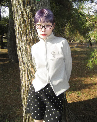 High-neck gothic double-zip hoodie