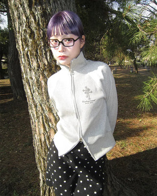High-neck gothic double-zip hoodie