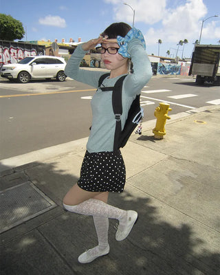 Flower lace sheer knee-high socks