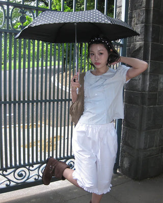 Dot Scallop Hem All-Weather Umbrella