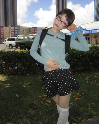 Polka Dot Covered Button Shorts