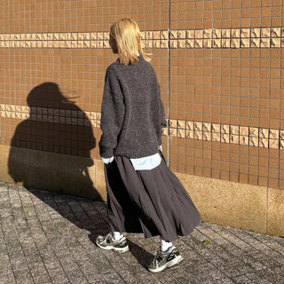 A-line wrinkled long skirt