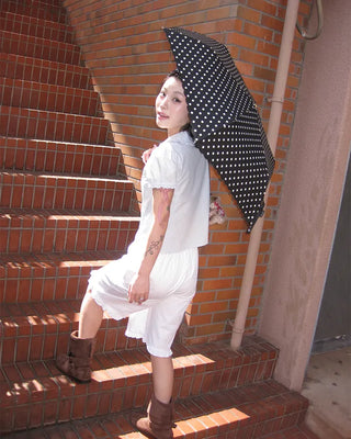 Dot Scallop Hem All-Weather Umbrella