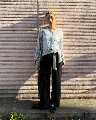 Pinstripe Linen Viscose Easy Pants