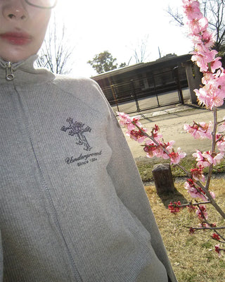 High-neck gothic double-zip hoodie