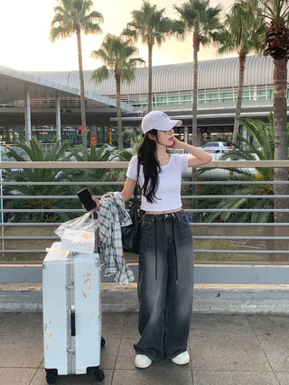 [2 colors] Oversized check shirt