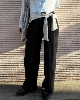 Pinstripe Linen Viscose Easy Pants