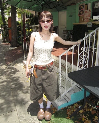 Bag Tag Wide Bermuda Cotton Pants