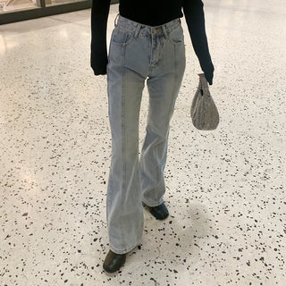 Center-line straight denim pants