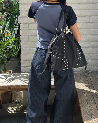 Double rivet line nylon bag
