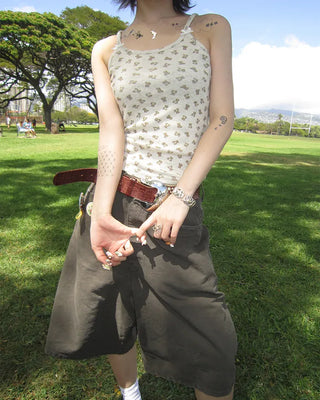 Bag Tag Wide Bermuda Cotton Pants