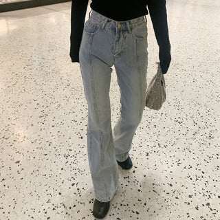 Center-line straight denim pants