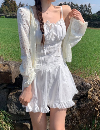 [Adjustable Straps] Lace Ribbon Camisole Dress