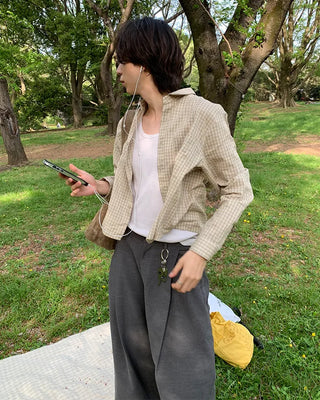 Checked cropped shirt