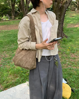 Checked cropped shirt