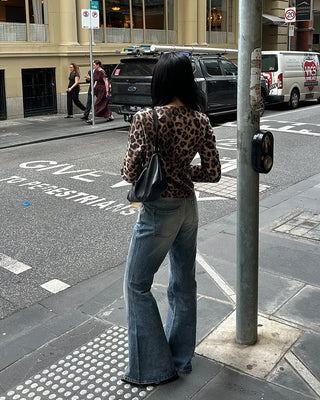 Unique outseam bootcut denim pants