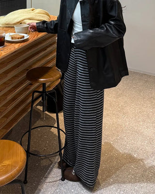 Striped elastic waist easy pants