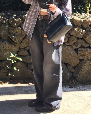 Vintage Wash Wide Denim Pants