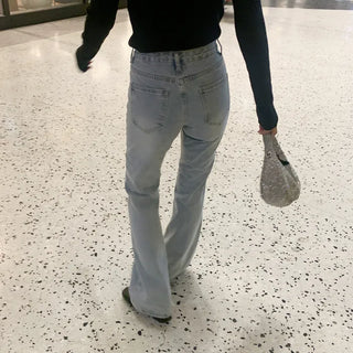Center-line straight denim pants