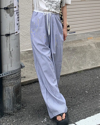 Two-tone striped string pants