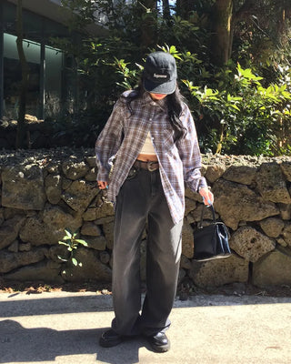 Vintage Wash Wide Denim Pants