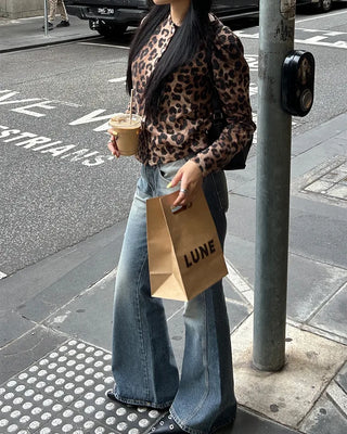 Leopard print semi-cropped cardigan