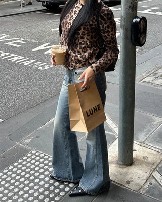 Unique outseam bootcut denim pants