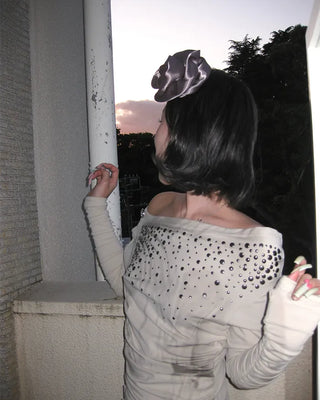 Studded Pleated Marble T-Shirt