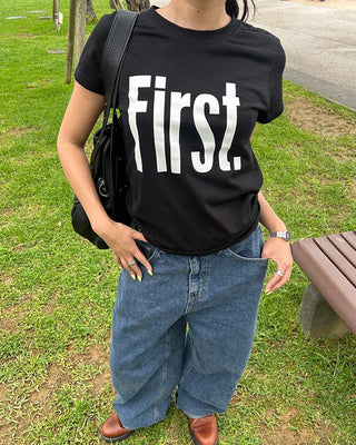 First Lettering Half T-Shirt
