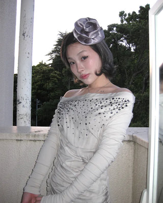 Satin flower brooch