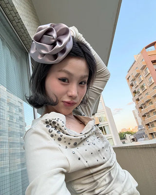 Satin flower brooch
