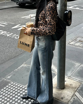 Leopard print semi-cropped cardigan