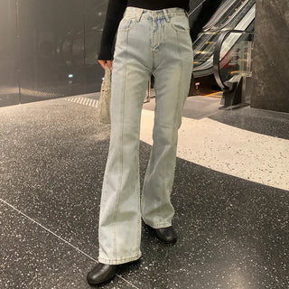 Center-line straight denim pants