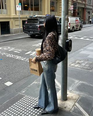Leopard print semi-cropped cardigan