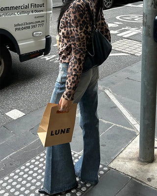 Unique outseam bootcut denim pants