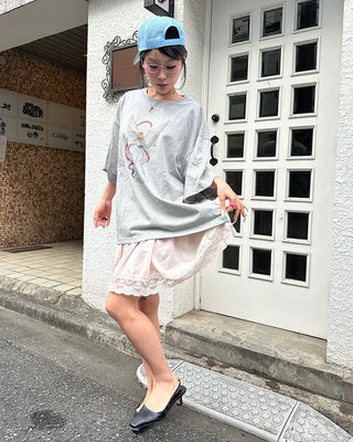 Wide lace hem mini flare skirt