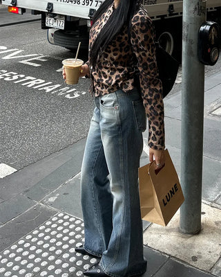 Leopard print semi-cropped cardigan