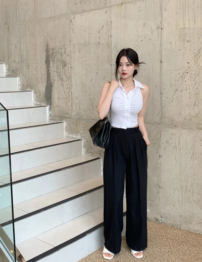 Buckle-tucked slacks (3 colors)
