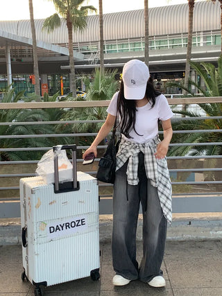 [2 colors] Oversized check shirt
