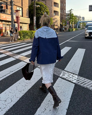 (Unisex) Simple Color Square Pocket Work Jacket