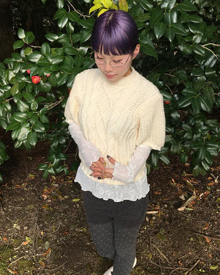 Butterfly Lace See-Through Cut and Sew Top