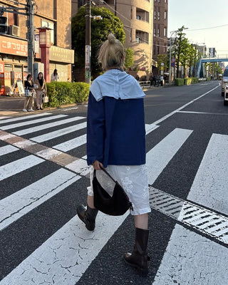(Unisex) Simple Color Square Pocket Work Jacket
