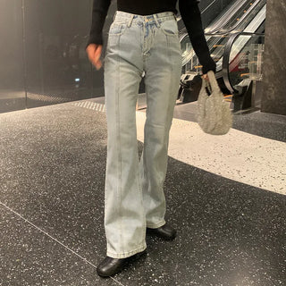 Center-line straight denim pants