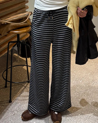 Striped elastic waist easy pants