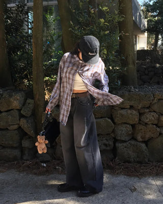 Vintage Wash Wide Denim Pants