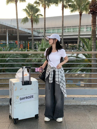 [2 colors] Oversized check shirt