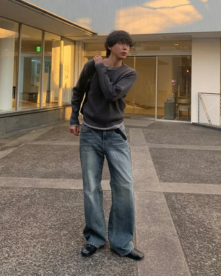 (Unisex) Vintage Wash Flare Denim Pants
