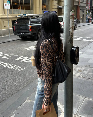 Leopard print semi-cropped cardigan